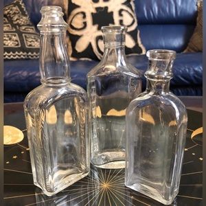 (3) Vintage Apothecary Glass Bottles
